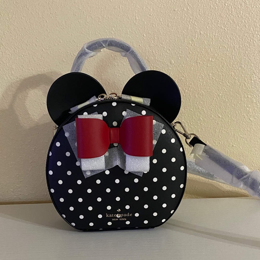 Kate Spade Black and White Polka Dot Kids Bag with Red Bow